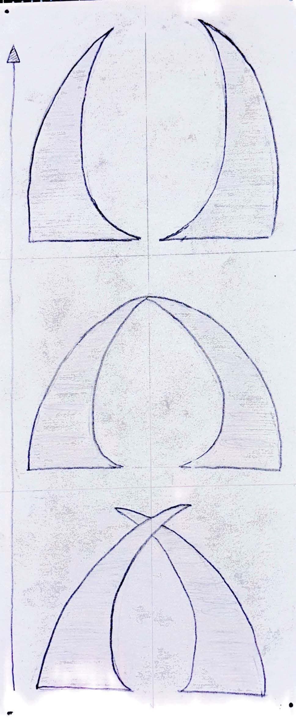 Diagram of progressively spreading ribs
